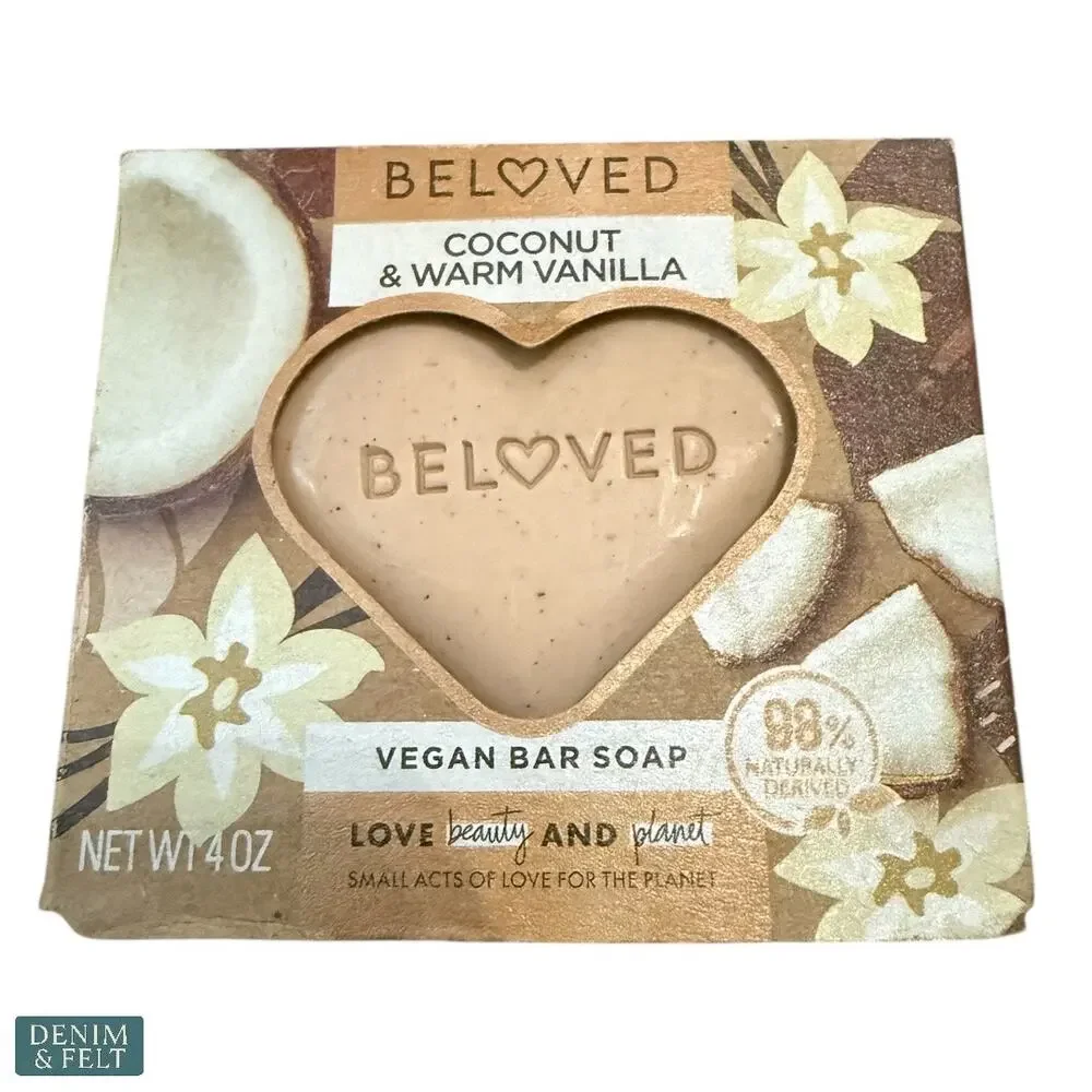 Beloved Coconut & Warm Vanilla Vegan Bar Soap Moisturizing Natural Clean‎ NEW